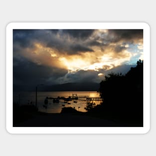 A cloudy Patagonian sunset over the sea Sticker